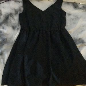 Black silklike skater dress